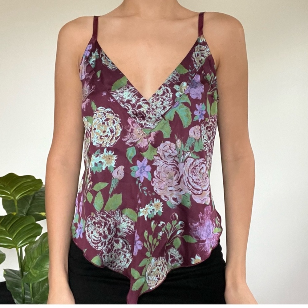 NWOT Free People Intimately Purple Floral Cami - Adjustable V-Neck Top - Picture 1 of 13